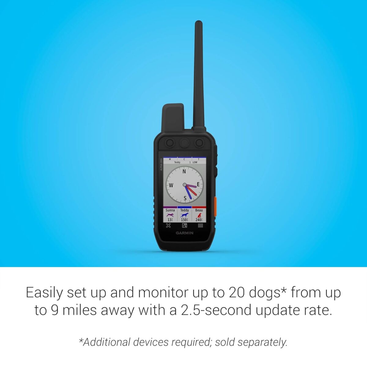Garmin Alpha 200i Dog Tracking Handheld, Utilizes inReach Technology, Sunlight-readable 3.6" Touchscreen (010-02230-50), Black