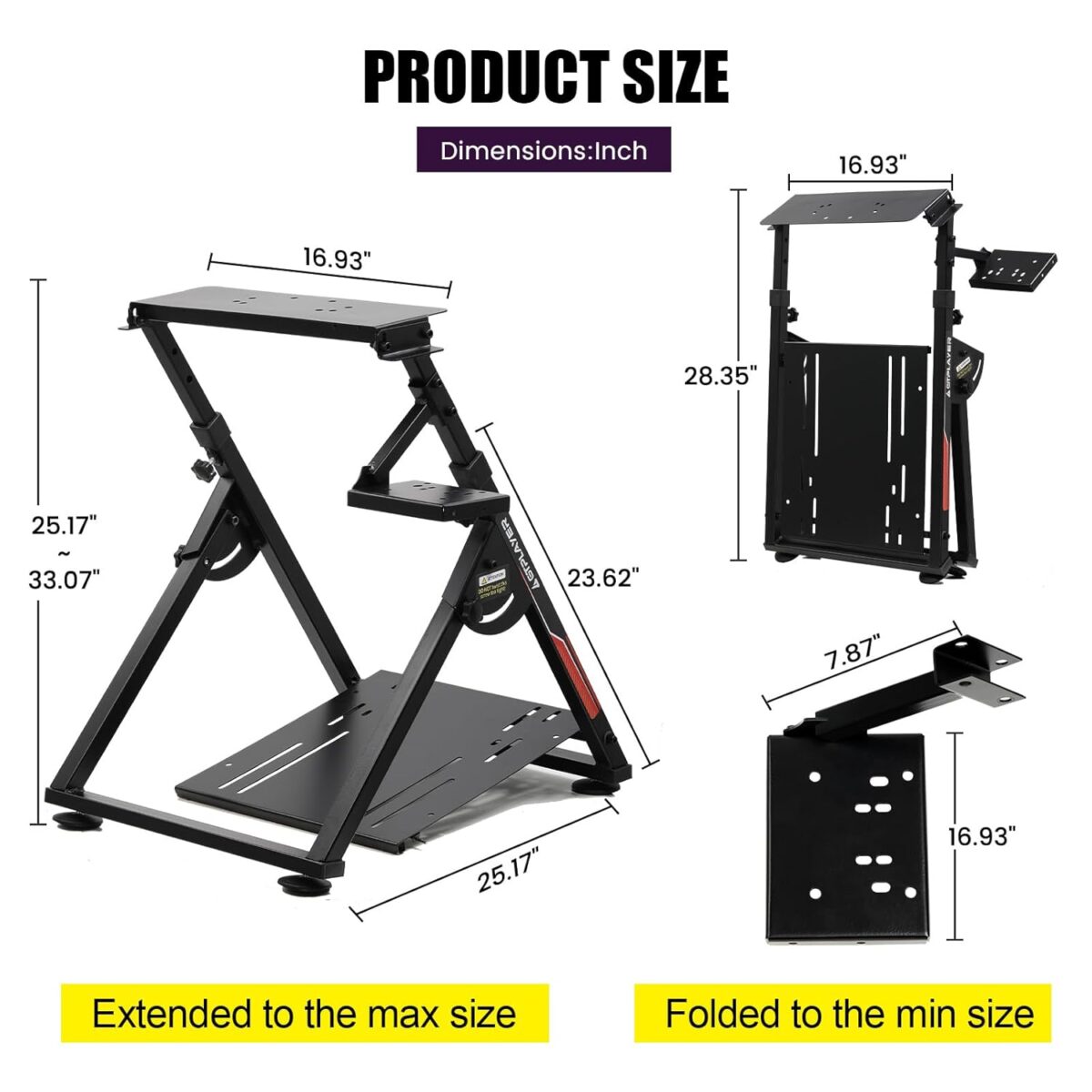 GTPLAYER Sim Racing Wheel Stand Simulator Cockpit Wheel Stand Racing Steering Shifter Mount fit for Logitech G25 G27 G29 G920 G923 Thrustmaster T330TS Gaming Stand Wheel Pedals...