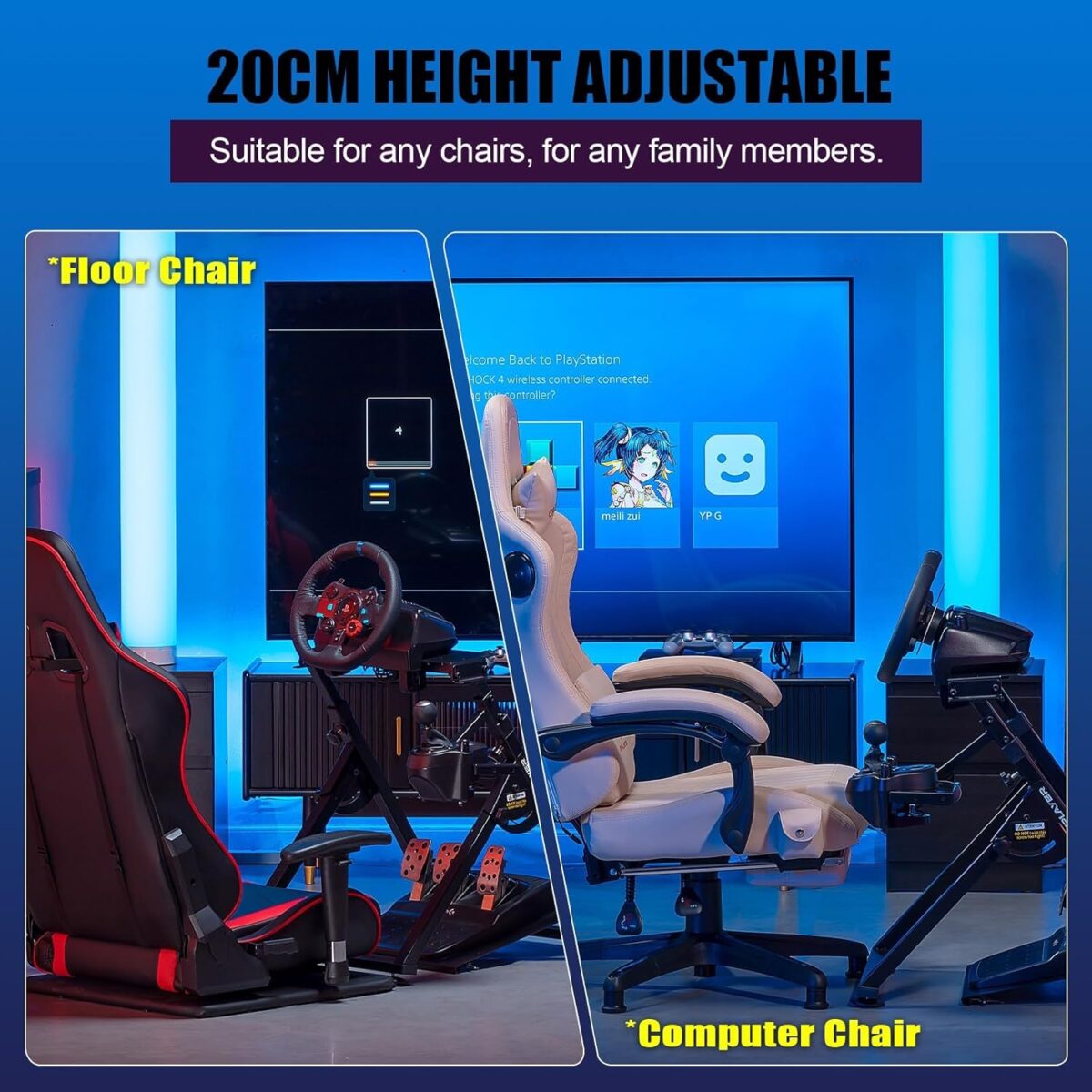 GTPLAYER Sim Racing Wheel Stand Simulator Cockpit Wheel Stand Racing Steering Shifter Mount fit for Logitech G25 G27 G29 G920 G923 Thrustmaster T330TS Gaming Stand Wheel Pedals...