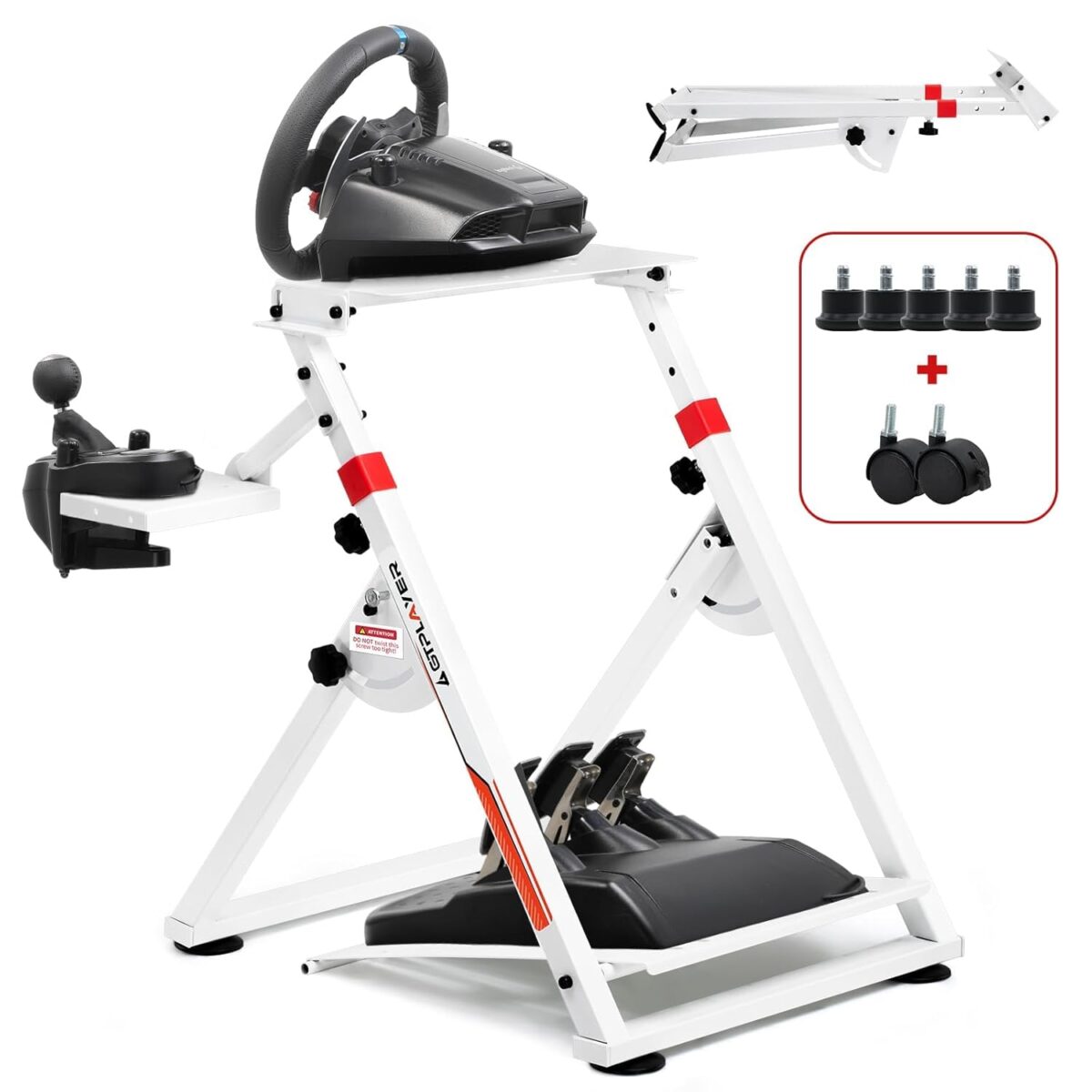 GTPLAYER Sim Racing Wheel Stand Simulator Cockpit Wheel Stand Racing Steering Shifter Mount fit for Logitech G25 G27 G29 G920 G923 Thrustmaster T330TS Gaming Stand Wheel Pedals...