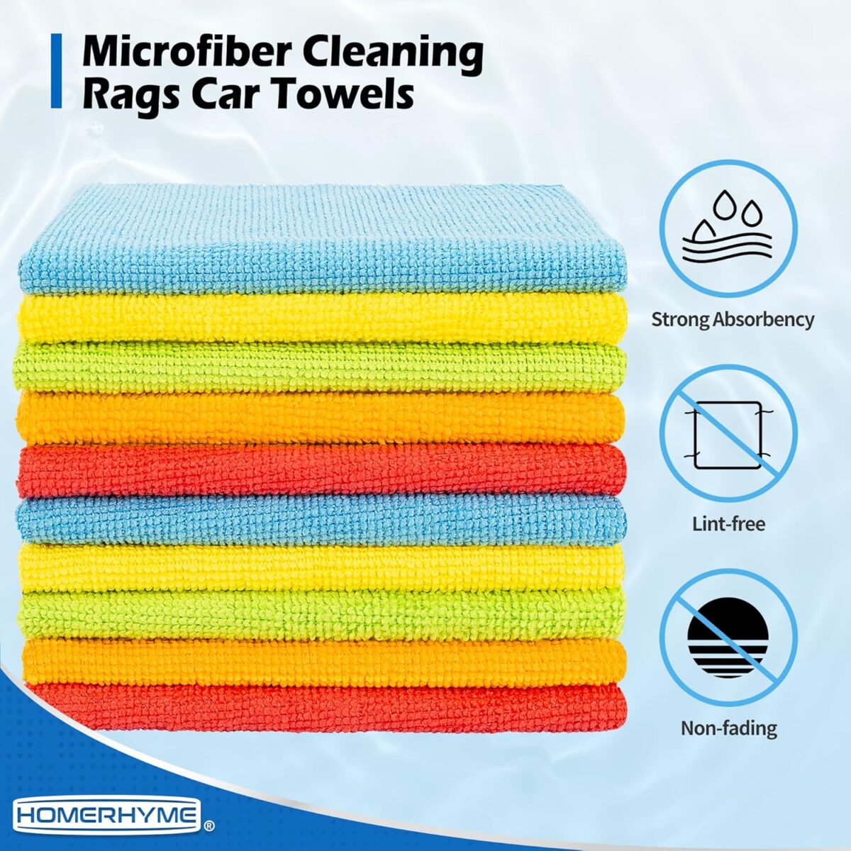 HOMERHYME Microfiber Cleaning Cloth, 100 Pack Cleaning Rags Microfiber Towel Bulk Absorbent Lint-Free Wash Cloths, All-Purpose Towels for Cars, Shop, Automotive, Garage, Home...