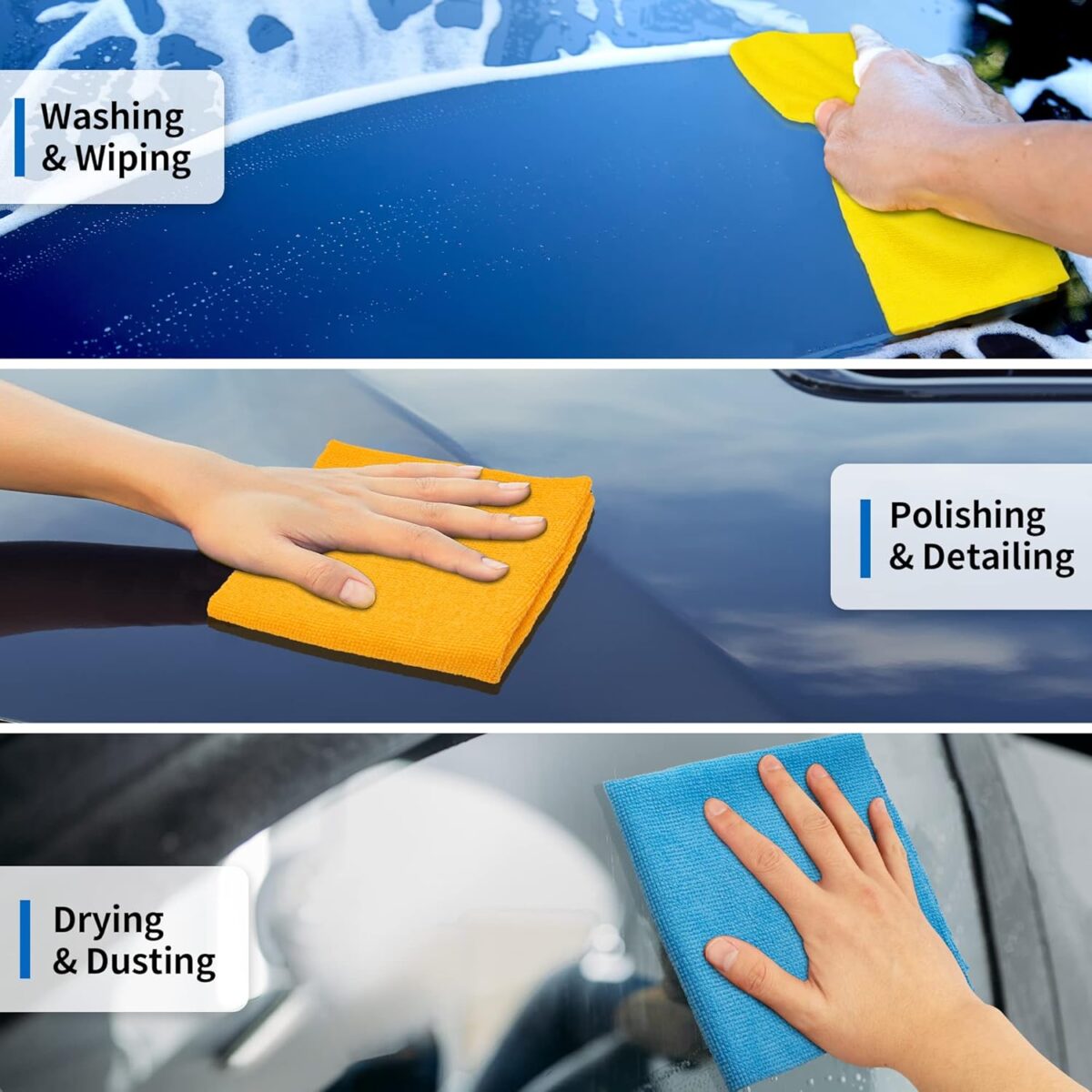 HOMERHYME Microfiber Cleaning Cloth, 100 Pack Cleaning Rags Microfiber Towel Bulk Absorbent Lint-Free Wash Cloths, All-Purpose Towels for Cars, Shop, Automotive, Garage, Home...