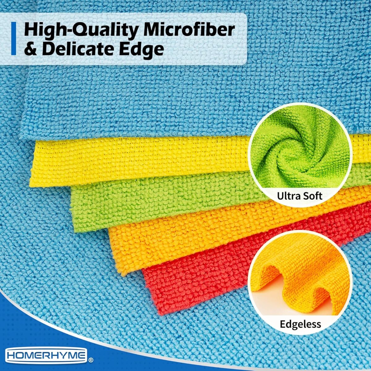 HOMERHYME Microfiber Cleaning Cloth, 100 Pack Cleaning Rags Microfiber Towel Bulk Absorbent Lint-Free Wash Cloths, All-Purpose Towels for Cars, Shop, Automotive, Garage, Home...