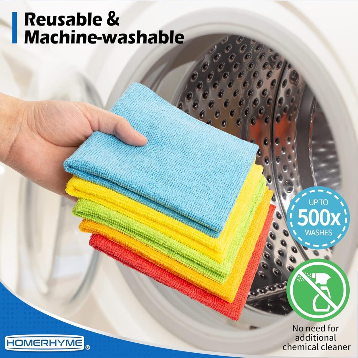 HOMERHYME Microfiber Cleaning Cloth, 100 Pack Cleaning Rags Microfiber Towel Bulk Absorbent Lint-Free Wash Cloths, All-Purpose Towels for Cars, Shop, Automotive, Garage, Home...