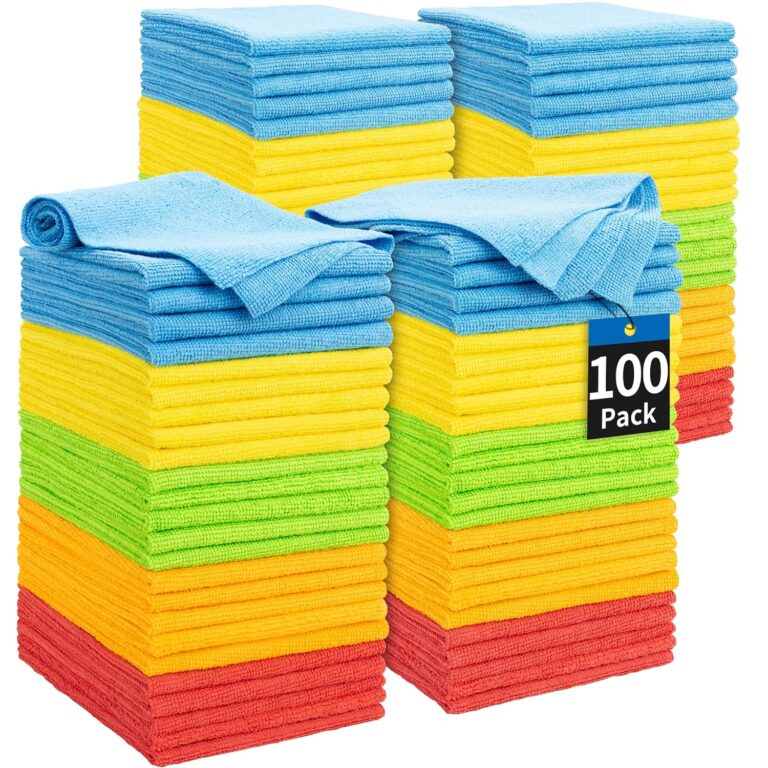 HOMERHYME Microfiber Cleaning Cloth, 100 Pack Cleaning Rags Microfiber Towel Bulk Absorbent Lint-Free Wash Cloths, All-Purpose Towels for Cars, Shop, Automotive, Garage, Home...