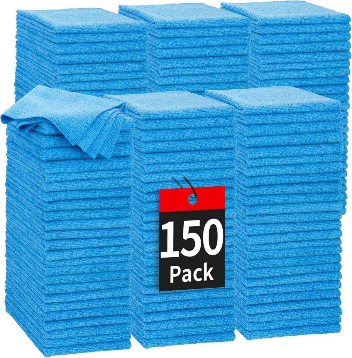 HOMERHYME Microfiber Cleaning Cloth, 100 Pack Cleaning Rags Microfiber Towel Bulk Absorbent Lint-Free Wash Cloths, All-Purpose Towels for Cars, Shop, Automotive, Garage, Home...