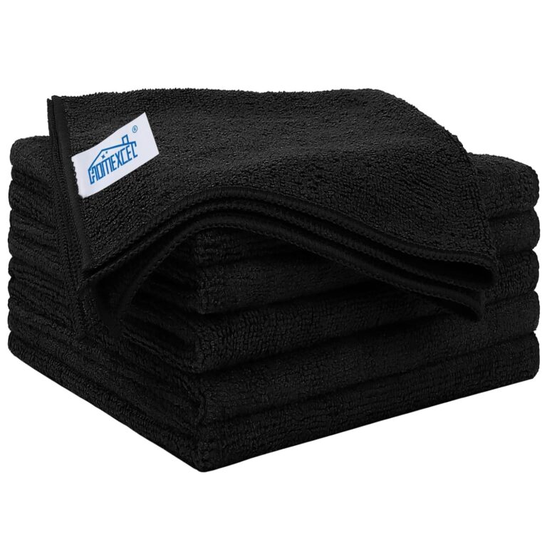 HOMEXCEL Black Microfiber Cleaning Cloth 6 Pack, 12.5 x 12.5 inch Microfiber Towels for Cars, Ultra Absorbent Car Washing Cloth, Lint Free Streak Free Cleaning Rags for Car,...