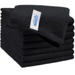 HOMEXCEL Black Microfiber Cleaning Cloth, 8 Pack Cleaning Towels for Kitchen, Lint Free, Scratch-Free, Highly Absorbent, and Reusable Cleaning Rags for House, Window and Glass,...
