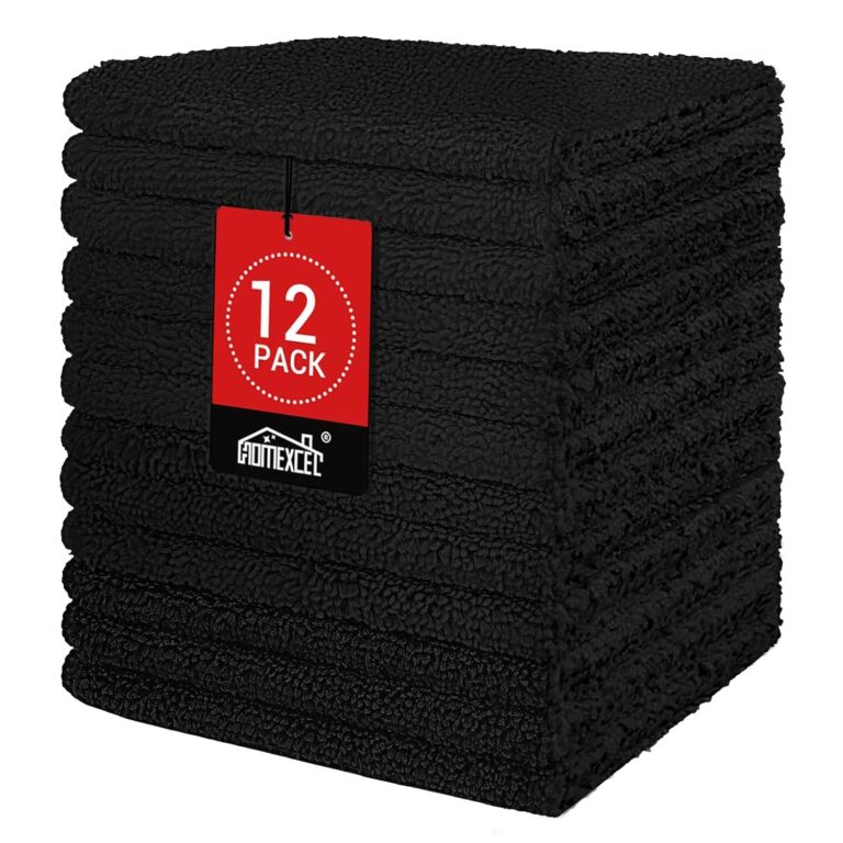 HOMEXCEL Black Washcloths 12 Pack, Highly Absorbent and Soft Microfiber Face Towel, Makeup Remover Towels, Multi-Purpose Wash Cloths for Bathroom, Hotel, Spa, Gym, and Kitchen,...