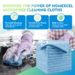 HOMEXCEL Blue Microfiber Cleaning Cloth 12 Pack, 12.5 x 12.5 inch Microfiber Towels for Cars, Ultra Absorbent Car Washing Cloth, Lint Free Streak Free Cleaning Rags for Car,...