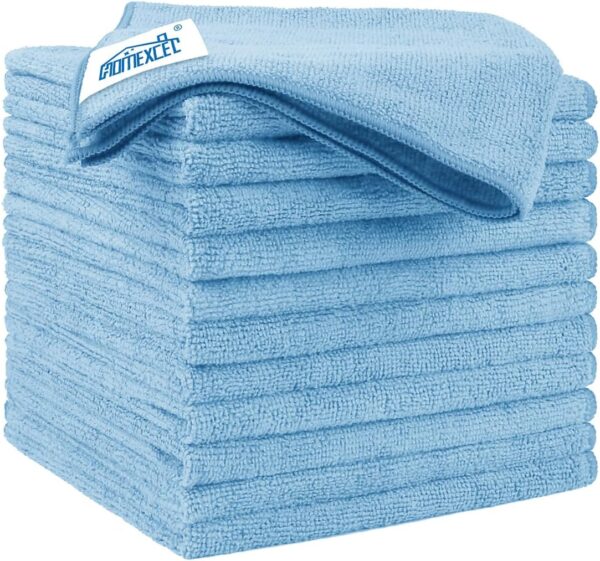 HOMEXCEL Blue Microfiber Cleaning Cloth 12 Pack, 12.5 x 12.5 inch Microfiber Towels for Cars, Ultra Absorbent Car Washing Cloth, Lint Free Streak Free Cleaning Rags for Car,...