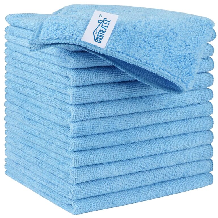 HOMEXCEL Blue Microfiber Cleaning Cloth, 12 Pack Premium Microfiber Towels for Cars, Lint Free, Scratch-Free, Highly Absorbent, Reusable Cleaning Rags for Car, Household,...