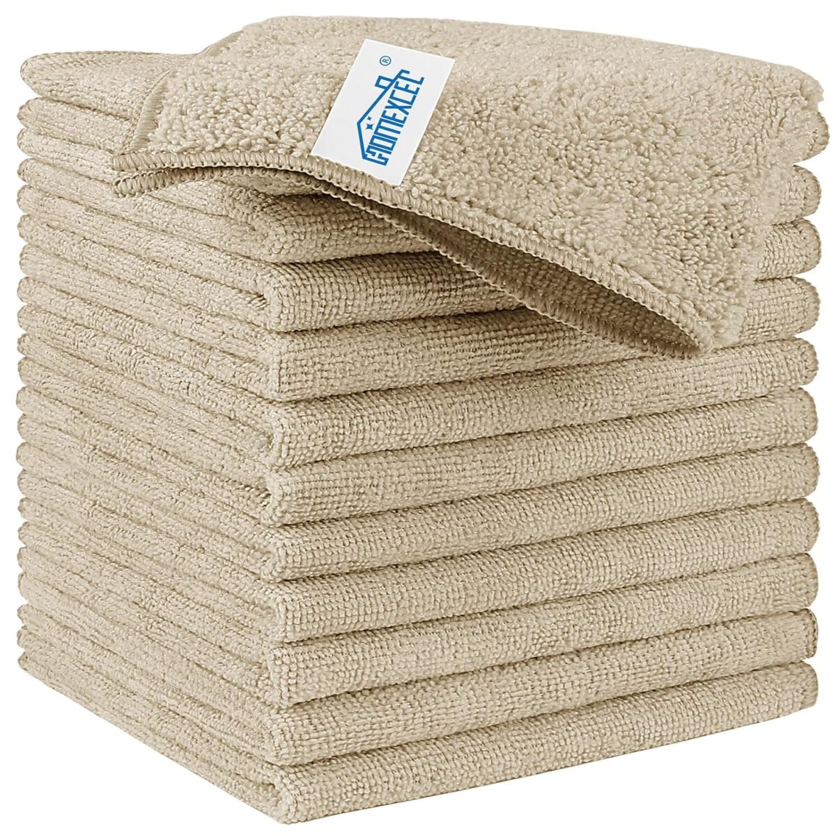 HOMEXCEL Brown Microfiber Cleaning Cloth, 12 Pack Premium Microfiber Towels for Cars, Lint Free, Scratch-Free, Highly Absorbent, Reusable Cleaning Rags for Car, Household,...