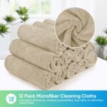 HOMEXCEL Brown Microfiber Cleaning Cloth, 12 Pack Premium Microfiber Towels for Cars, Lint Free, Scratch-Free, Highly Absorbent, Reusable Cleaning Rags for Car, Household,...