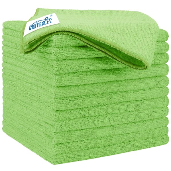 HOMEXCEL Green Microfiber Cleaning Cloth 12 Pack, 12.5 x 12.5 inch Microfiber Towels for Cars, Ultra Absorbent Car Washing Cloth, Lint Free Streak Free Cleaning Rags for Car,...