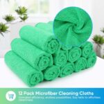 HOMEXCEL Green Microfiber Cleaning Cloth, 12 Pack Premium Microfiber Towels for Cars, Lint Free, Scratch-Free, Highly Absorbent, Reusable Cleaning Rags for Car, Household,...
