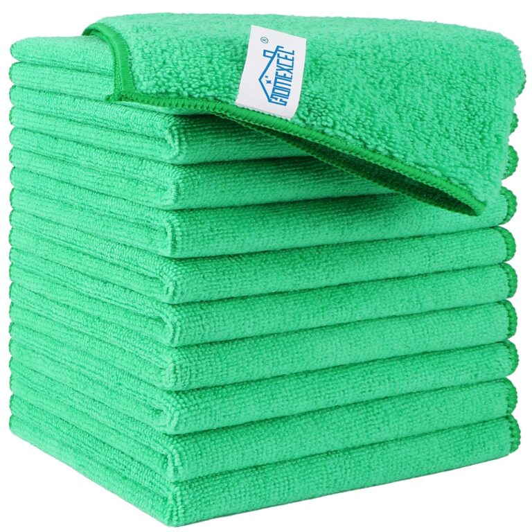 HOMEXCEL Green Microfiber Cleaning Cloth, 12 Pack Premium Microfiber Towels for Cars, Lint Free, Scratch-Free, Highly Absorbent, Reusable Cleaning Rags for Car, Household,...