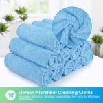 HOMEXCEL Green Microfiber Cleaning Cloth, 12 Pack Premium Microfiber Towels for Cars, Lint Free, Scratch-Free, Highly Absorbent, Reusable Cleaning Rags for Car, Household,...