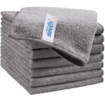 HOMEXCEL Grey Microfiber Cleaning Cloth, 8 Pack Cleaning Towels for Kitchen, Lint Free, Scratch-Free, Highly Absorbent, and Reusable Cleaning Rags for House, Window and Glass,...