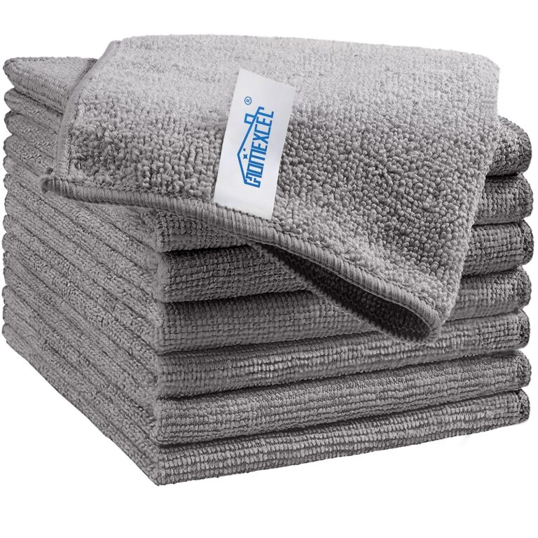 HOMEXCEL Grey Microfiber Cleaning Cloth, 8 Pack Cleaning Towels for Kitchen, Lint Free, Scratch-Free, Highly Absorbent, and Reusable Cleaning Rags for House, Window and Glass,...