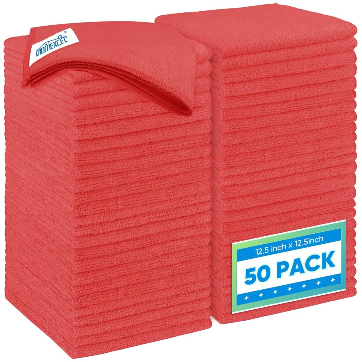 HOMEXCEL Microfiber Cleaning Cloth 6 Pack, 12.5 x 12.5 Inch Microfiber Towels for Cars, Ultra Absorbent Cleaning Rags, Lint Free Cleaning Towels for Household, Kitchen, Window,...