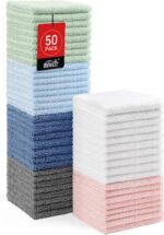 HOMEXCEL Microfiber Washcloths 12 Pack, Highly Absorbent and Soft Face Towel, Multi-Purpose Wash Cloths for Bathroom, Gym, Hotel, Spa and Kitchen, Multicolor 12x12 Inch