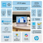 HP 14 inch HD Windows Laptop Intel Processor N150 4GB RAM 128GB UFS Tranquil Pink