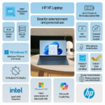 HP 14 inch HD Windows Laptop Intel Processor N150 4GB RAM 128GB UFS Waterfall Blue