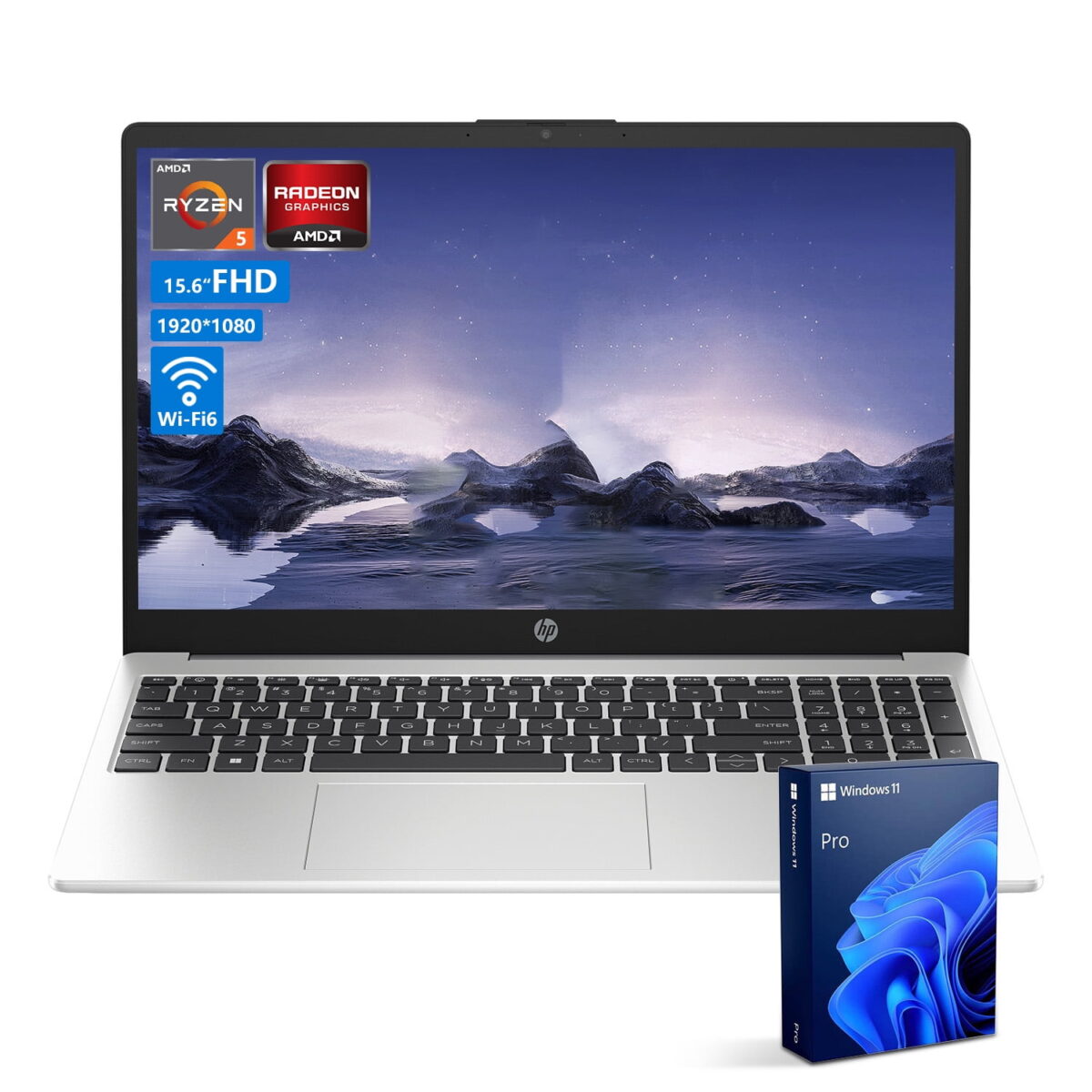 HP Essential 255 15.6" FHD Business Laptop, AMD Ryzen 5, 32GB RAM, 2TB SSD, Windows 11 Pro, Sliver