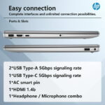 HP Essential 255 15.6" FHD Business Laptop, AMD Ryzen 5, 32GB RAM, 2TB SSD, Windows 11 Pro, Sliver