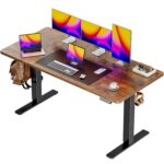 Huuger 55 x 28 Large Electric Standing Desk, Height Adjustable Computer Desk, 27.6" Deep Desktop, Stand up Gaming Office Desk with 2 Hooks, 3 Preset Heights, for Home Office,...