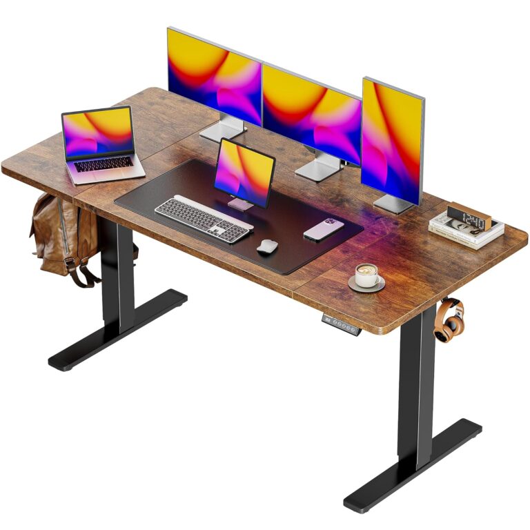 Huuger 55 x 28 Large Electric Standing Desk, Height Adjustable Computer Desk, 27.6" Deep Desktop, Stand up Gaming Office Desk with 2 Hooks, 3 Preset Heights, for Home Office,...