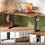 Huuger 55 x 28 Large Electric Standing Desk, Height Adjustable Computer Desk, 27.6" Deep Desktop, Stand up Gaming Office Desk with 2 Hooks, 3 Preset Heights, for Home Office,...