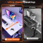 Huuger 55 x 28 Large Electric Standing Desk, Height Adjustable Copmuter Desk, 27.6" Deep Desktop, Stand up Gaming Office Table with 2 Hooks, 3 Preset Heights, for Home Office,...