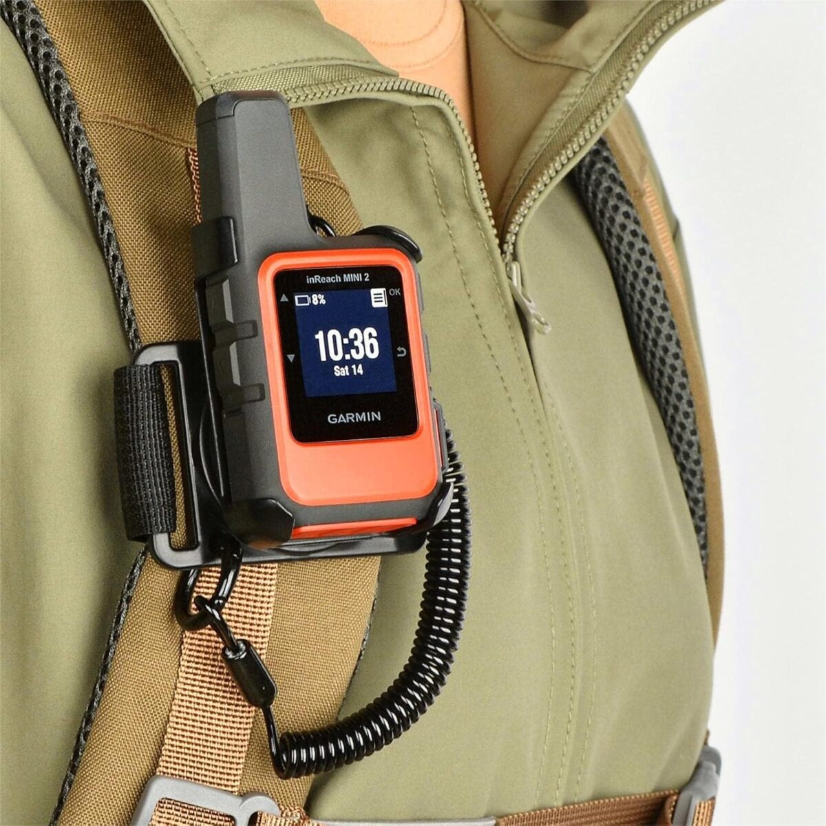 iGuerburn Backpack Tether for Garmin Handheld GPS inReach/eTrex/Rino/Alpha/Oregon/GPSMAP Series - Garmin Spine Mount Adapter with Safety Cord