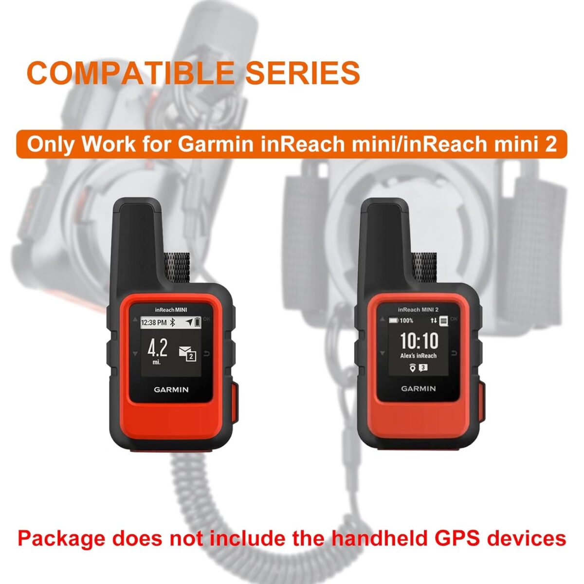 iGuerburn Backpack Tether for Garmin Handheld GPS inReach/eTrex/Rino/Alpha/Oregon/GPSMAP Series - Garmin Spine Mount Adapter with Safety Cord