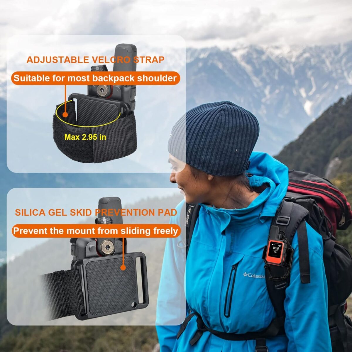 iGuerburn Backpack Tether for Garmin Handheld GPS inReach/eTrex/Rino/Alpha/Oregon/GPSMAP Series - Garmin Spine Mount Adapter with Safety Cord