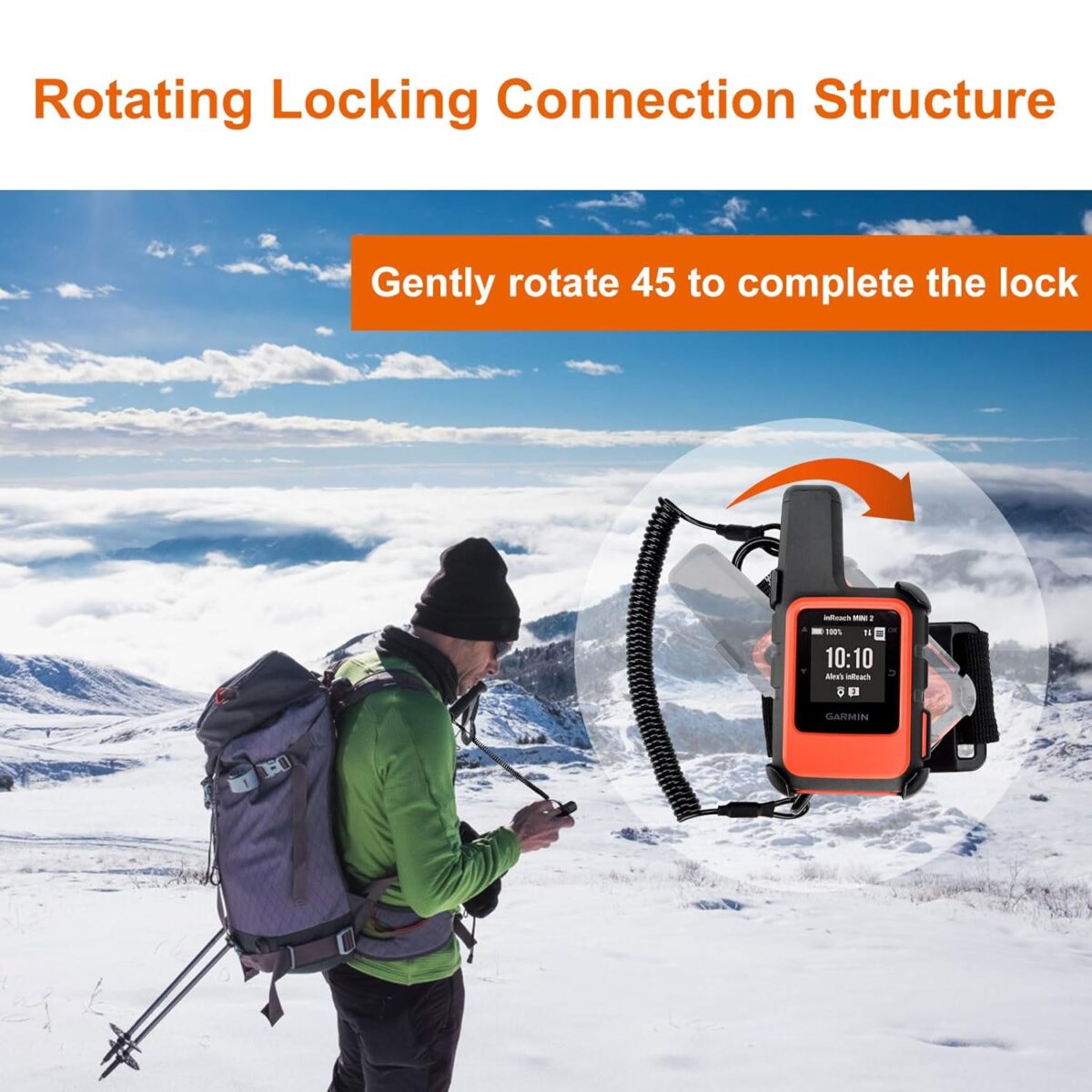 iGuerburn Backpack Tether for Garmin Handheld GPS inReach/eTrex/Rino/Alpha/Oregon/GPSMAP Series - Garmin Spine Mount Adapter with Safety Cord