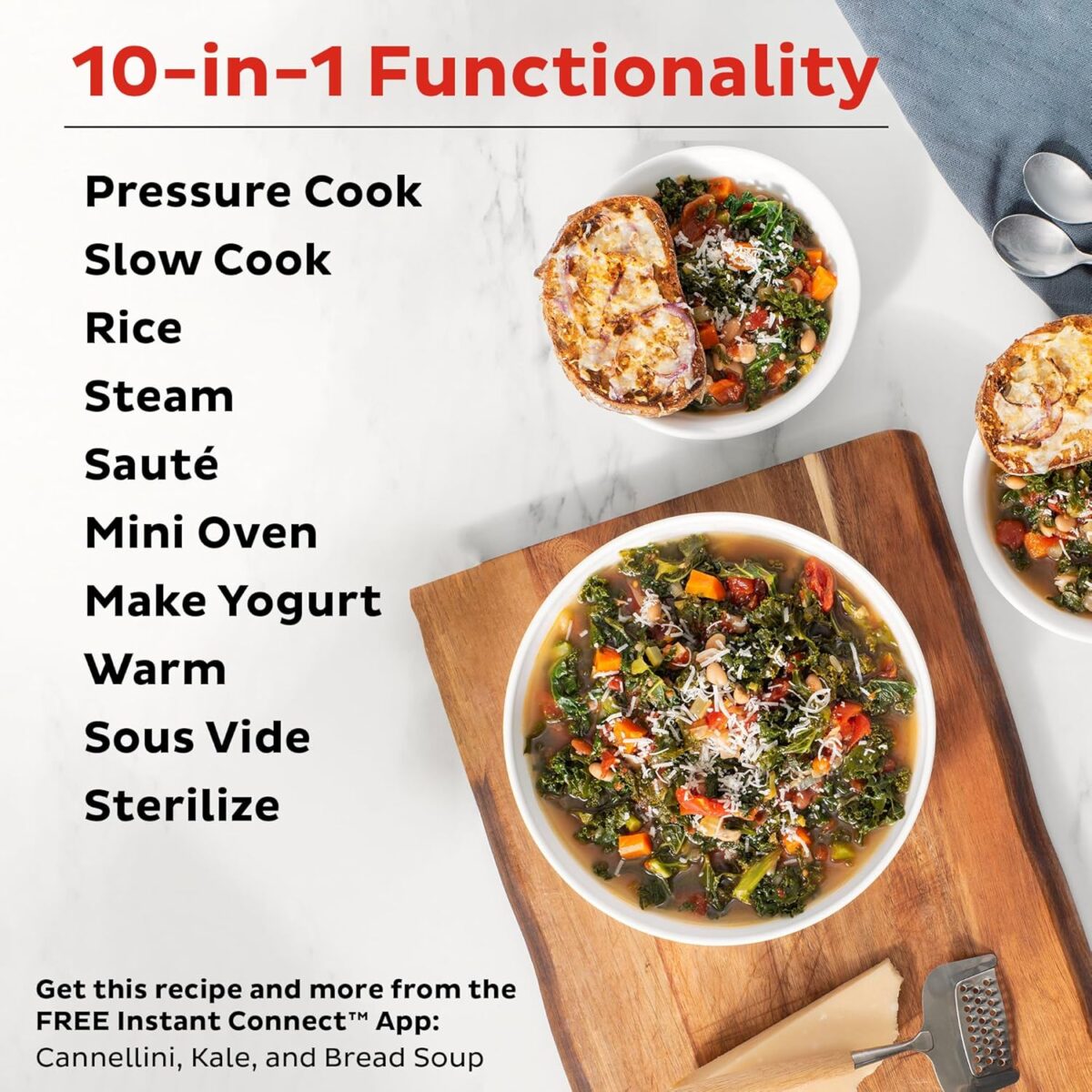 Instant Pot Pro 10-in-1 Pressure Cooker, Slow Cooker, Rice/Grain Cooker, Steamer, Sauté, Sous Vide, Yogurt Maker, Sterilizer, and Warmer, Includes App With Over 800 Recipes,...