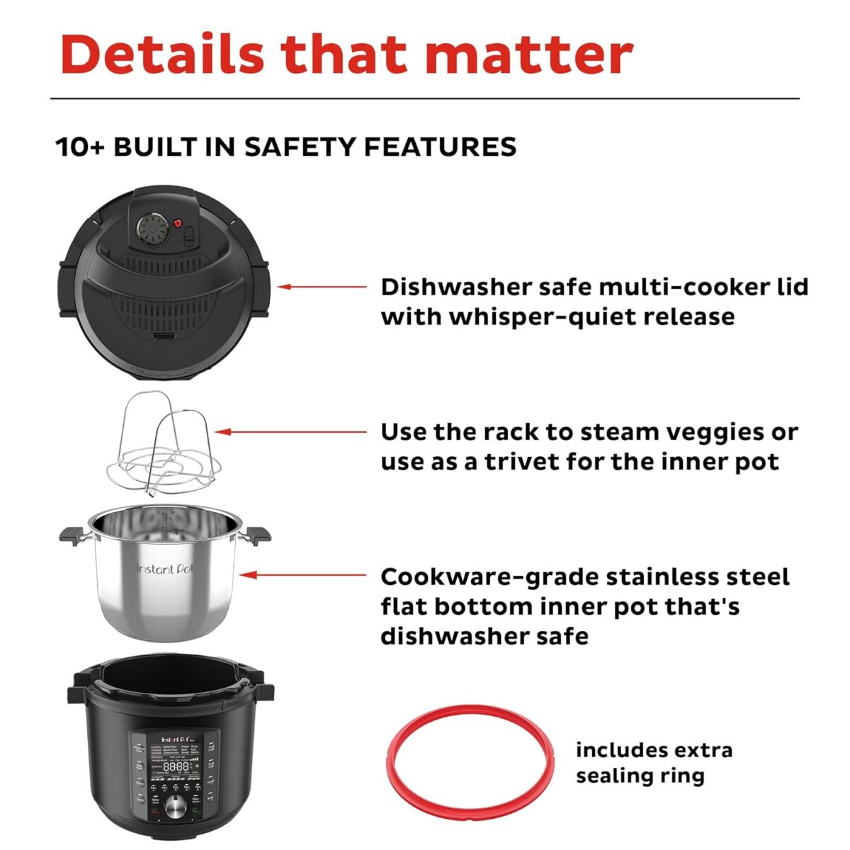 Instant Pot Pro 10-in-1 Pressure Cooker, Slow Cooker, Rice/Grain Cooker, Steamer, Sauté, Sous Vide, Yogurt Maker, Sterilizer, and Warmer, Includes App With Over 800 Recipes,...