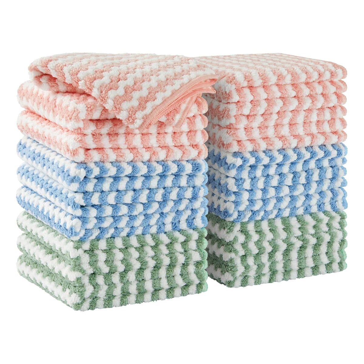 JOYMOOP 18 Pack Microfiber Cleaning Cloth, Kitchen Towels for Dish Drying Washing, Absorbent Streak Free Lint Free Rags for Cleaning, Reusable and Washable Towels - 10" x 10"
