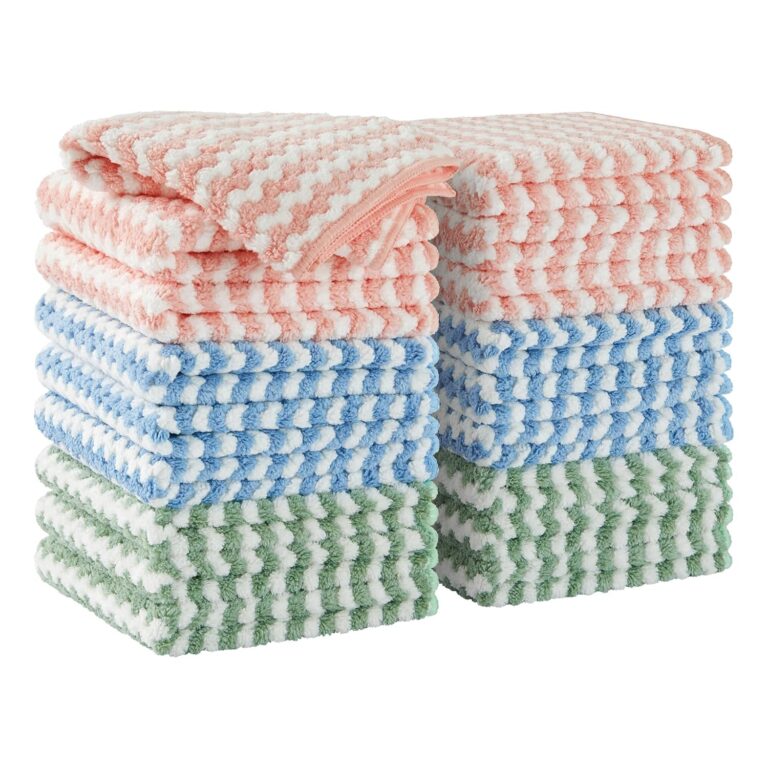 JOYMOOP 18 Pack Microfiber Cleaning Cloth, Kitchen Towels for Dish Drying Washing, Absorbent Streak Free Lint Free Rags for Cleaning, Reusable and Washable Towels - 10" x 10"
