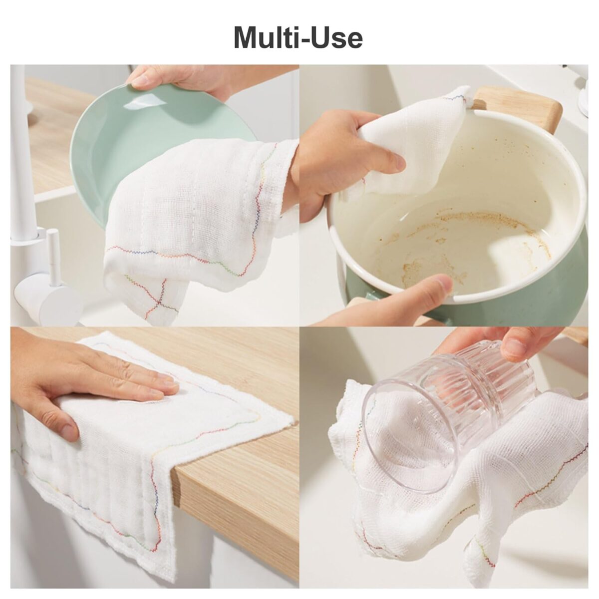 JOYMOOP Cleaning Cloths, Reusable Multi-Purpose Cleaning Rags, Highly Absorbent Kitchen Dish Towels, Quick Drying, Counters & Washing Dishes,11" x11" - 2pcs