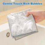 JOYMOOP Dual-Sided Silver Microfiber Cleaning Cloth, Reusable Non-Scratch Dishwashing Rag, Multipurpose Scrubbing Pads for Kitchen, Glass, Stainless Steel