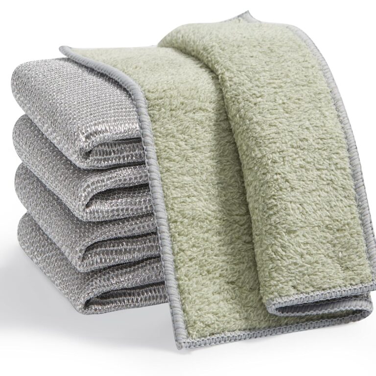 JOYMOOP Dual-Sided Silver Microfiber Cleaning Cloth, Reusable Non-Scratch Dishwashing Rag, Multipurpose Scrubbing Pads for Kitchen, Glass, Stainless Steel