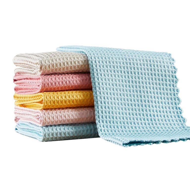 JOYMOOP Waffle Weave Cleaning Cloth, Reusable Absorbent Microfiber Cleaning Cloths, Lint Free Microfiber Dish Towels 5 Pack, Mixed Color, 11.8×15.7inch