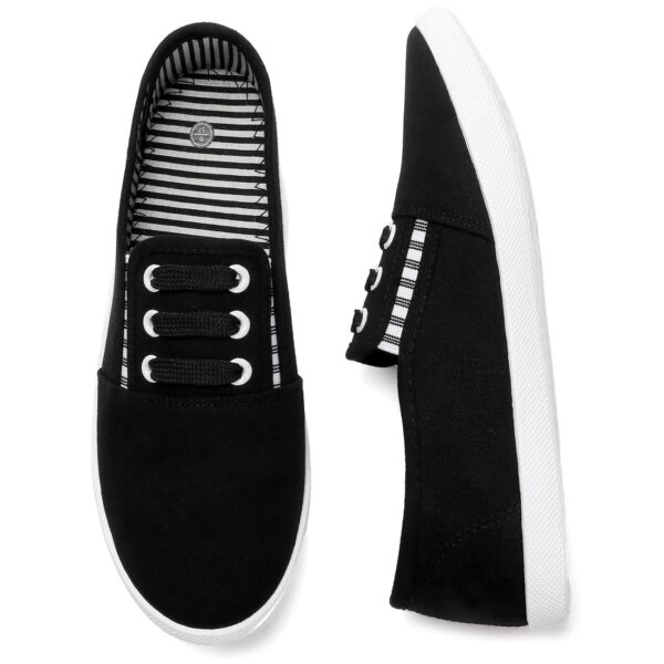 kufeiti Women's Canvas Slip On Shoes Sneakers for Women Fashion Comfortable White Black Elastic Sneakers for Women