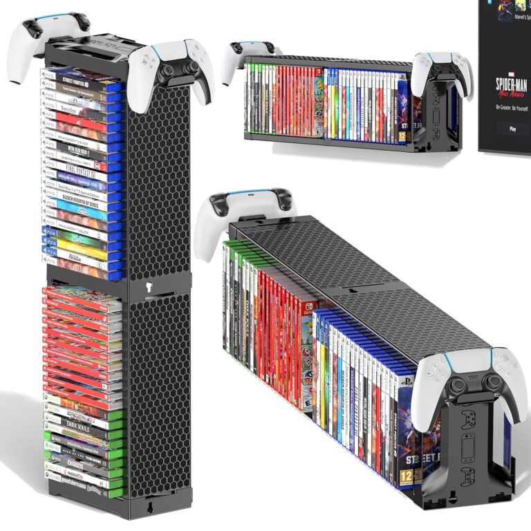 Kytok 40 Discs Video Game Storage Tower Holder with Controller Stand, Wall Mount Game Organizers and Storage for Nintendo Switch 2/ PS5/ PS4/ Xbox, Vertical & Horizontal Stand...