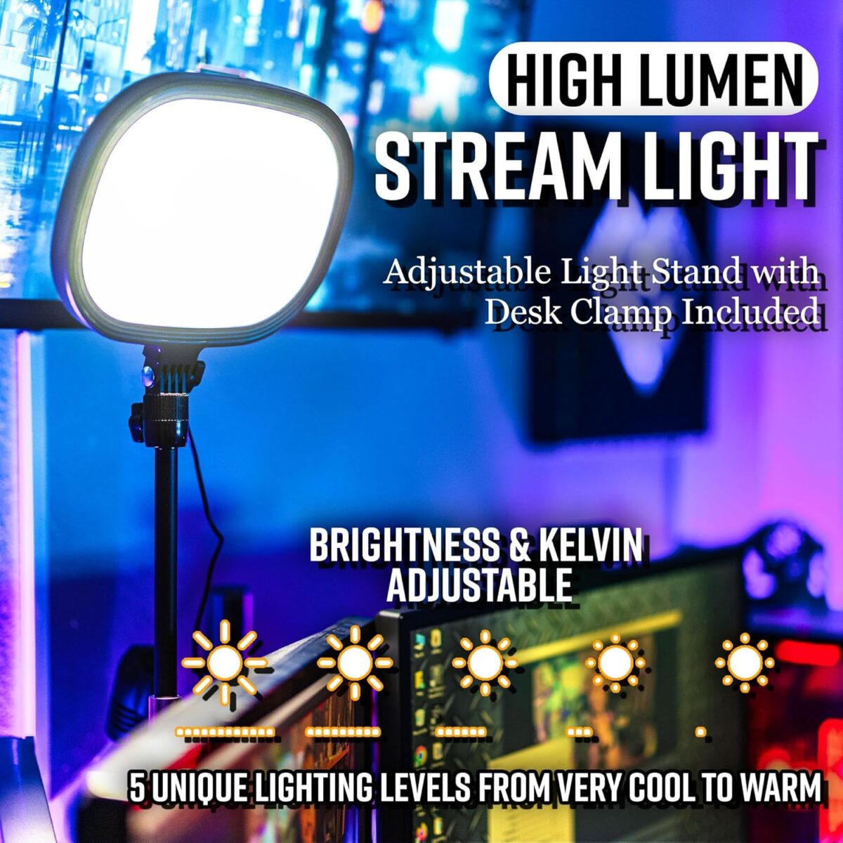 Live Video Streaming Kit (Deluxe)-for Video Call, Gaming, Podcast, YouTube, Content Creation- Includes 2k 60 FPS Webcam, Professional Cardioid Microphone, and LED Flat Light for...