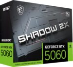 MSI Gaming RTX 5060 8G Shadow 2X OC Graphics Card (8GB GDDR7,128-bit, Extreme Performance: 2535 MHz, DisplayPort x3 2.1a, HDMI 2.1b, NVIDIA Blackwell Architecture)